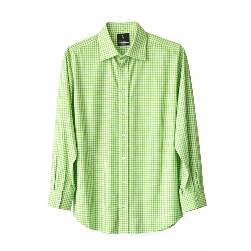 Taylor Byrd Large 17 1/2 Dress Shirt Button Front Shirt Green Long Sleeve Cotton